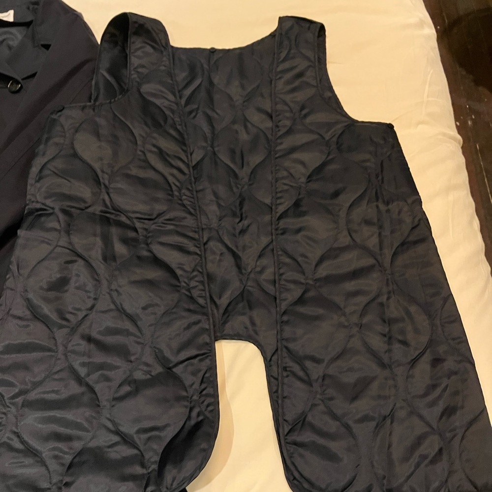Uniqlo/Ines de la Fressange Navy Blue Double-Breasted Trench Coat - Picture 9 of 10
